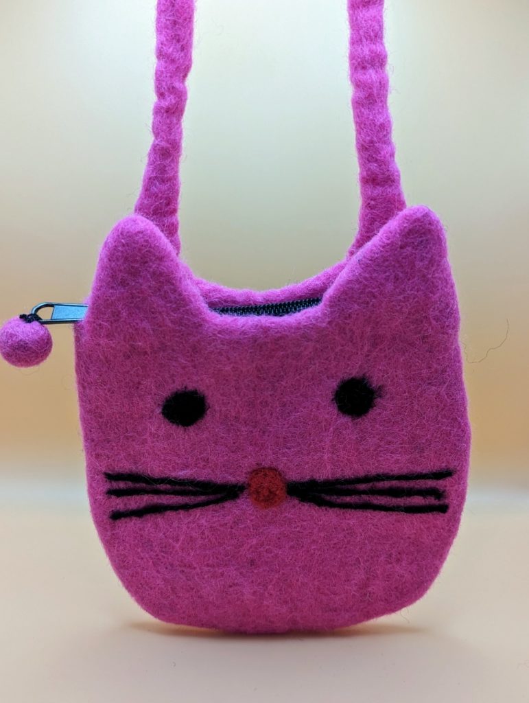 Pink Cat Woolen Bag